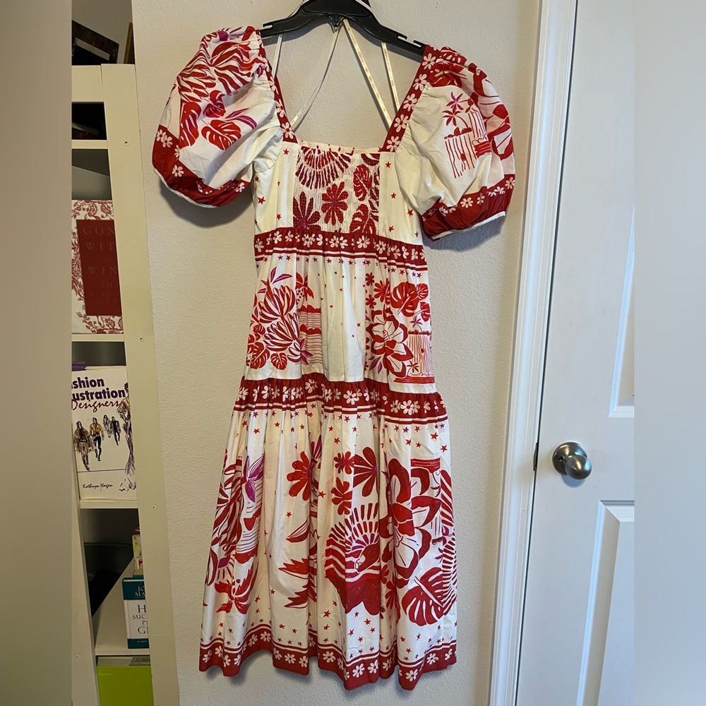 NWT The Farm Rio Rio Tiles Eng Midi Dress Floral A Line - Picture 9 of 15